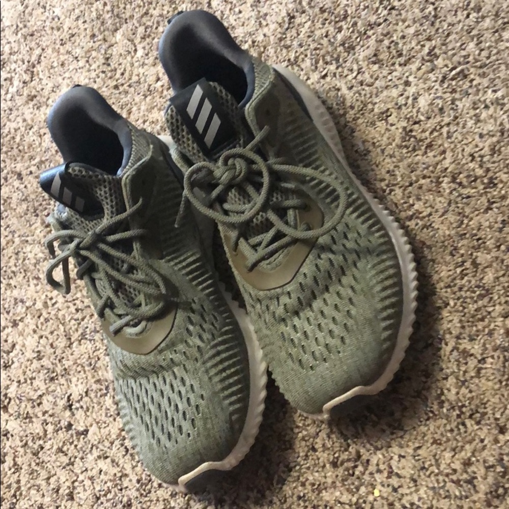 olive green adidas running shoes